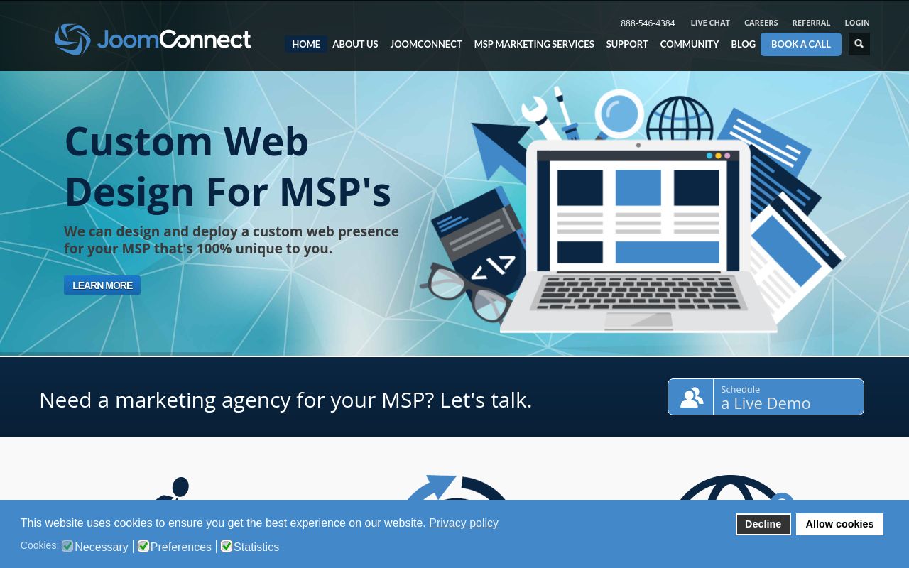 JoomConnect homepage screenshot