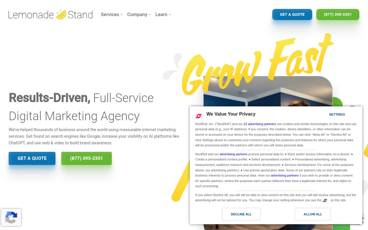 Lemonade Stand homepage screenshot