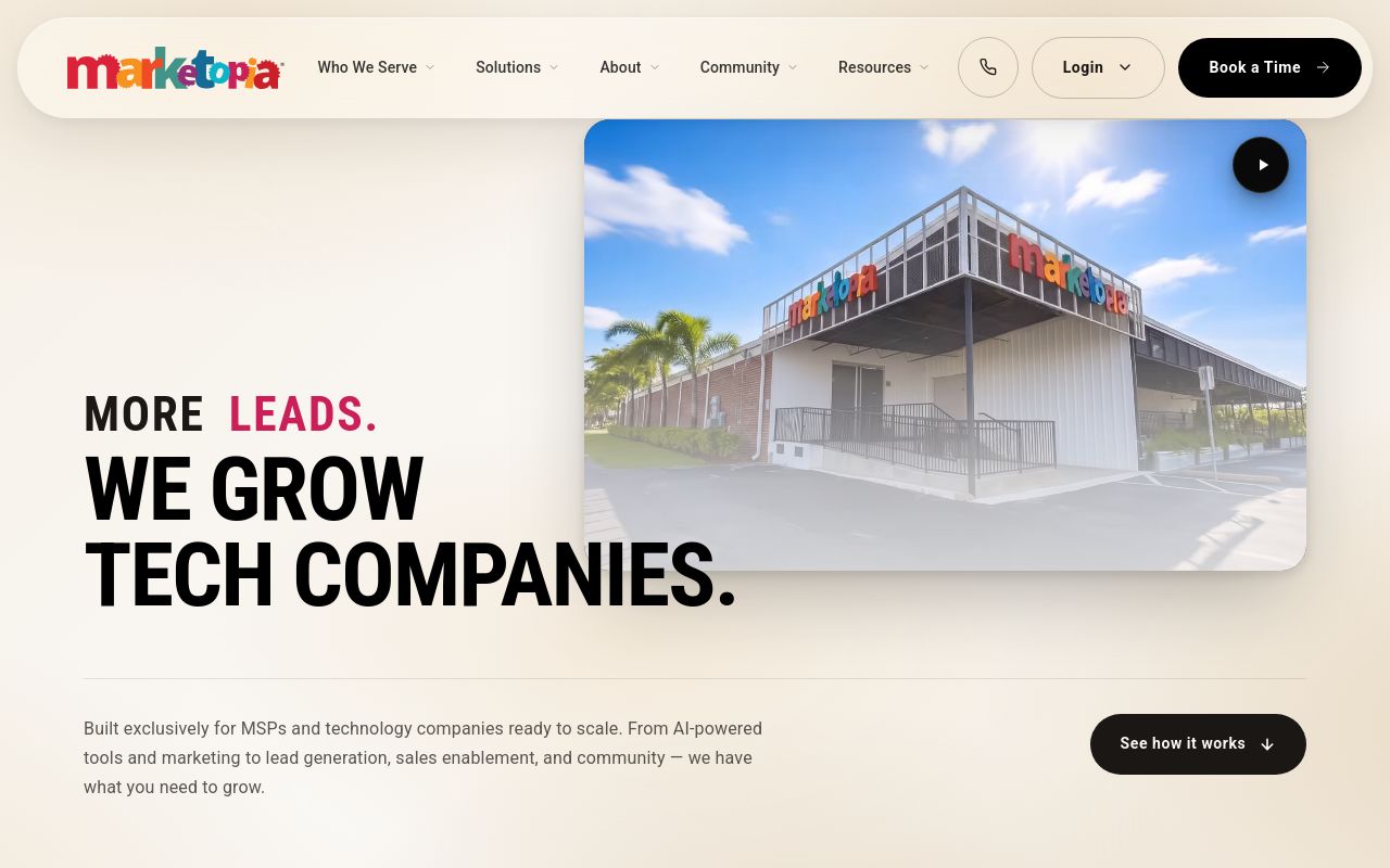 Marketopia homepage screenshot
