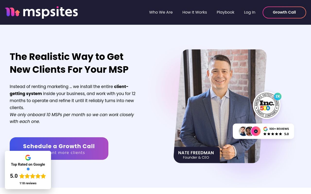 MSP Sites homepage screenshot