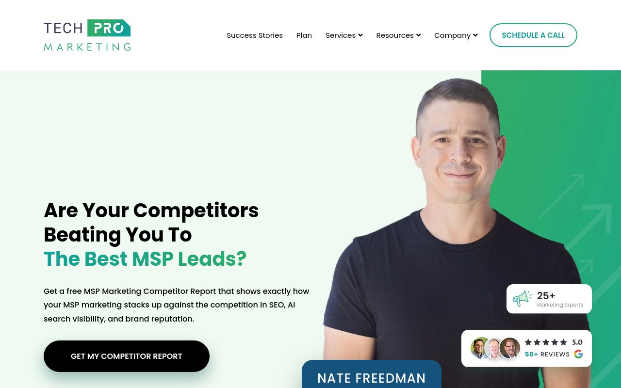 Tech Pro Marketing homepage screenshot