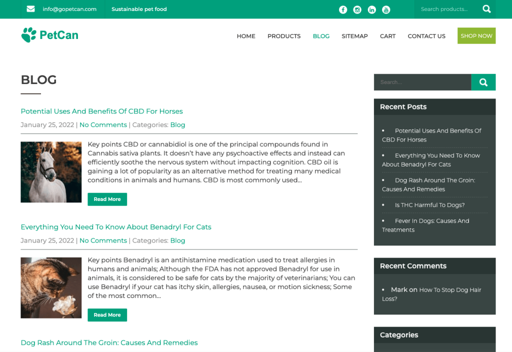 Petcan blog optimized for SEO across multiple language versions