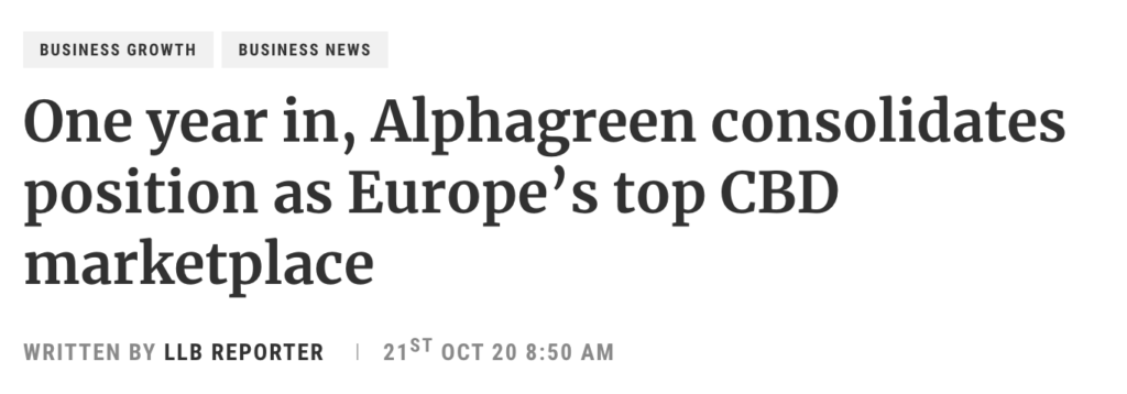 Alphagreen marketplace listing showing 2,500+ products from 200+ brands