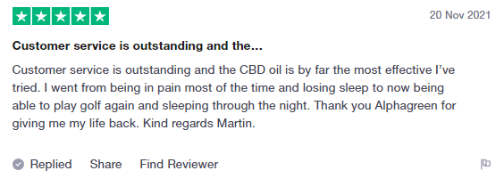 Alphagreen customer story featuring Martin, whose life was transformed by CBD products