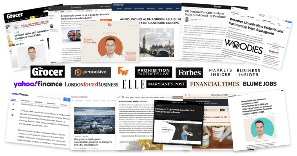Alphagreen press coverage in Forbes, Financial Times, and The Grocer