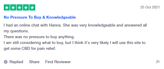 Alphagreen customer review from someone managing chronic pain with CBD