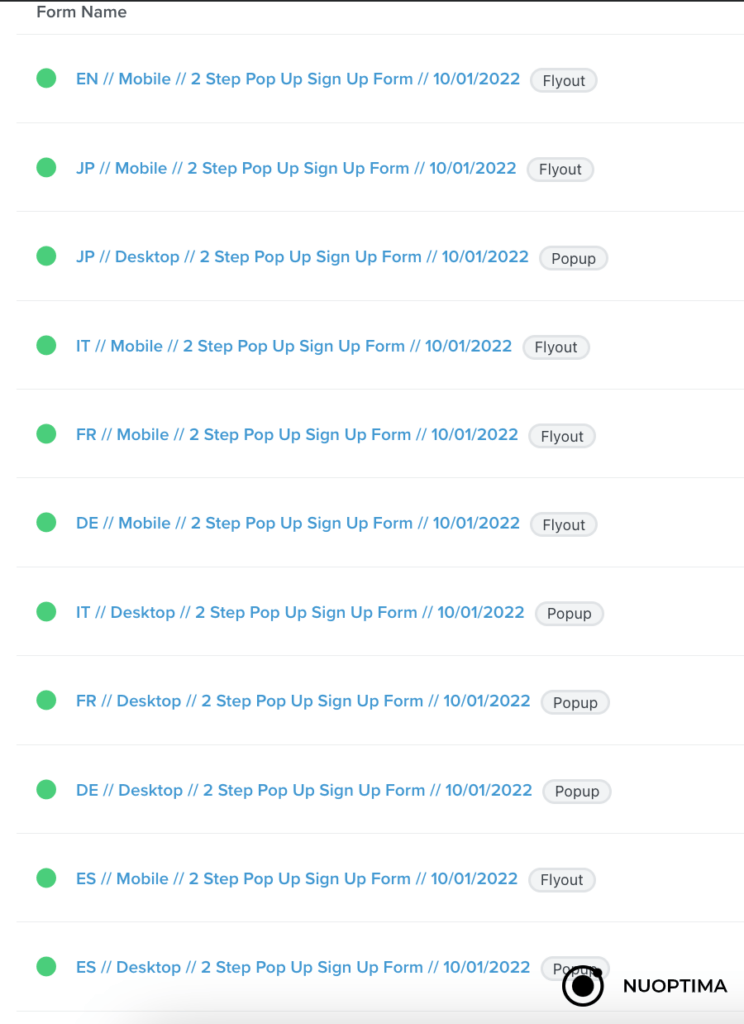 Alphagreen localised email signup form in multiple languages with product category question