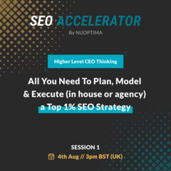 Square social creative promoting the free SEO Accelerator webinar