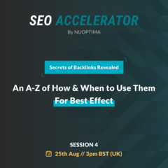 Square social creative highlighting a case study result from the SEO Accelerator campaign