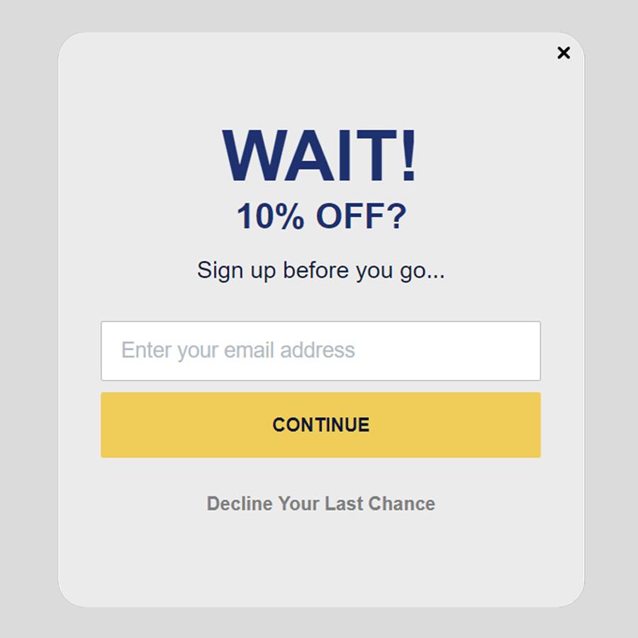 Yawns signup form step two, SMS opt-in for additional discount