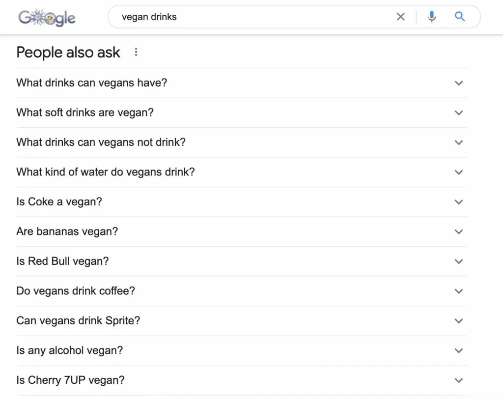 Google People Also Ask results used to source FAQ questions for FUL blog articles