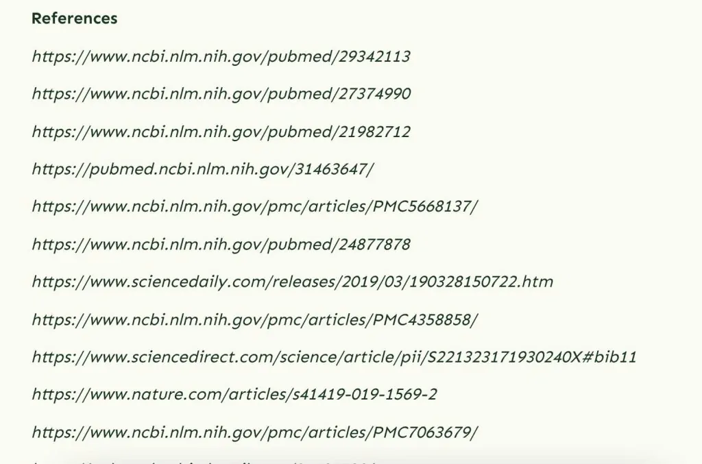 References section at the end of a FUL blog post listing cited sources