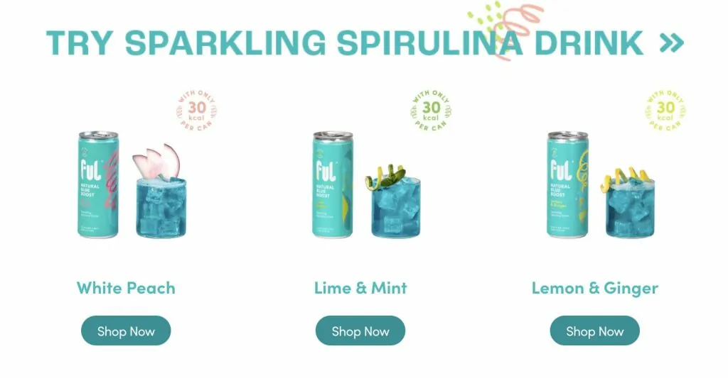 FUL spirulina sparkling beverage product lineup