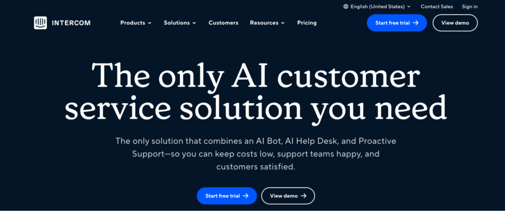 The landing page uses a bold white heading on a black background.