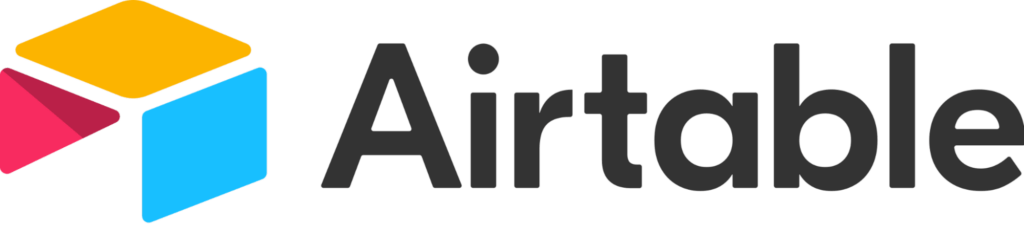 Official Airtable company logo and the pink, yellow, and blue branded icon on the left.