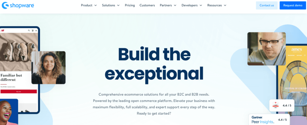 A screenshot of the homepage of Shopware, a leading e-commerce platform.