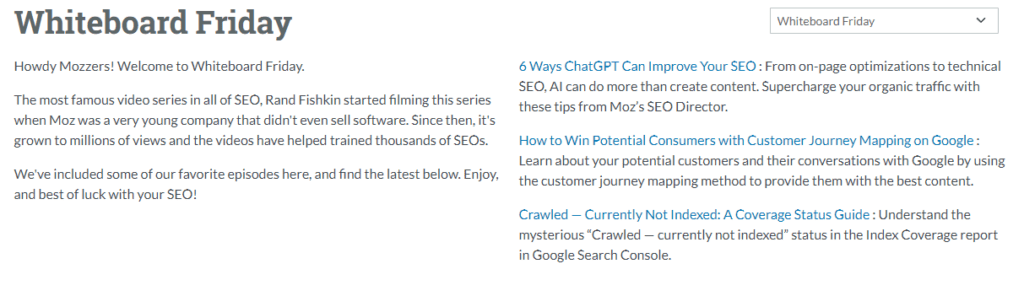 An example of how Moz uses organic video marketing as their SaaS digital marketing strategy.
