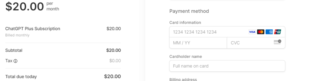 ChatGPT plus payment options