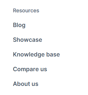 Example of the Compare Us section
