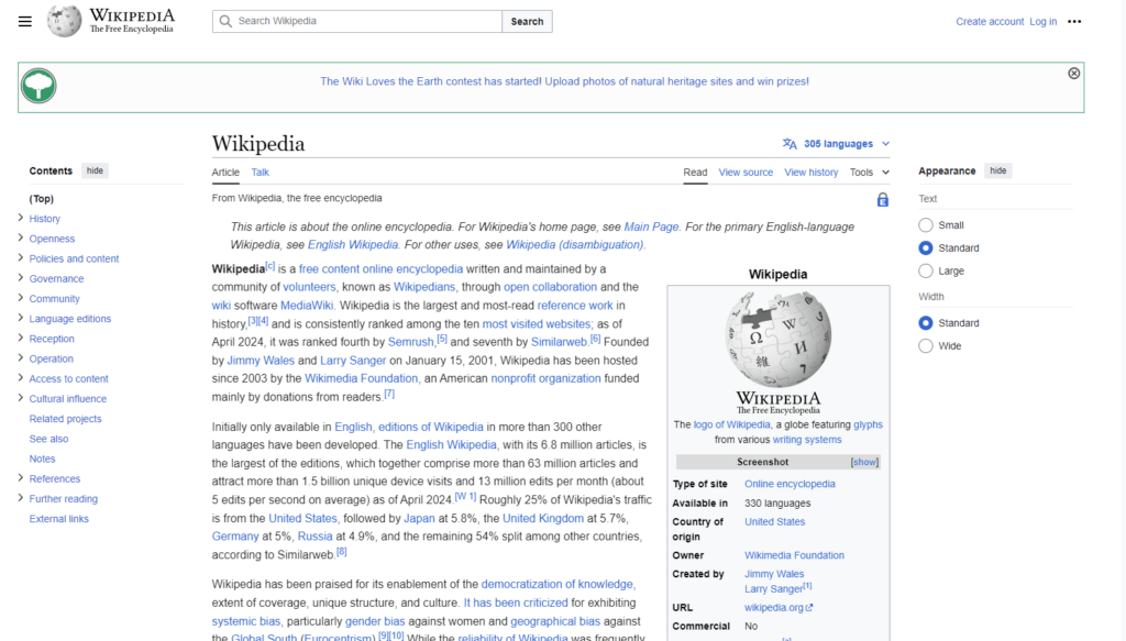 An example of how Wikipedia uses internal linking for content SEO. 

