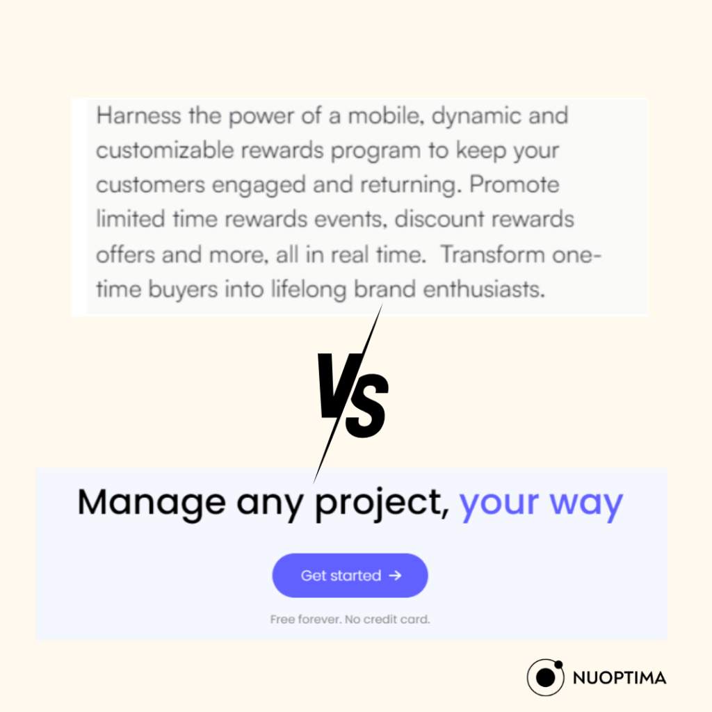 Example of shorter vs longer copy