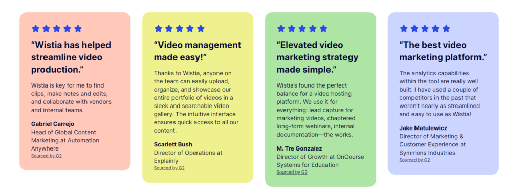 Examples of testimonials