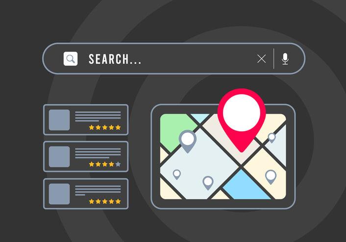 An illustration showing local businesses based on a user’s ‘near me’ searches
